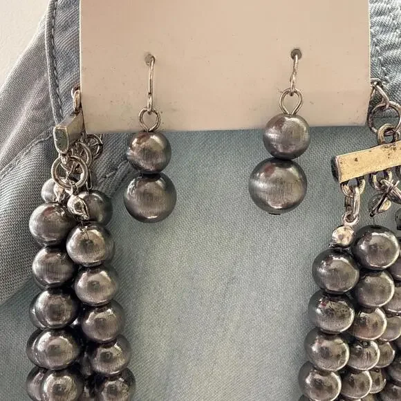 Western Cowgirl Boho Concho Turquoise Navajo Pearl Necklace Earring Statement - Picture 4 of 4